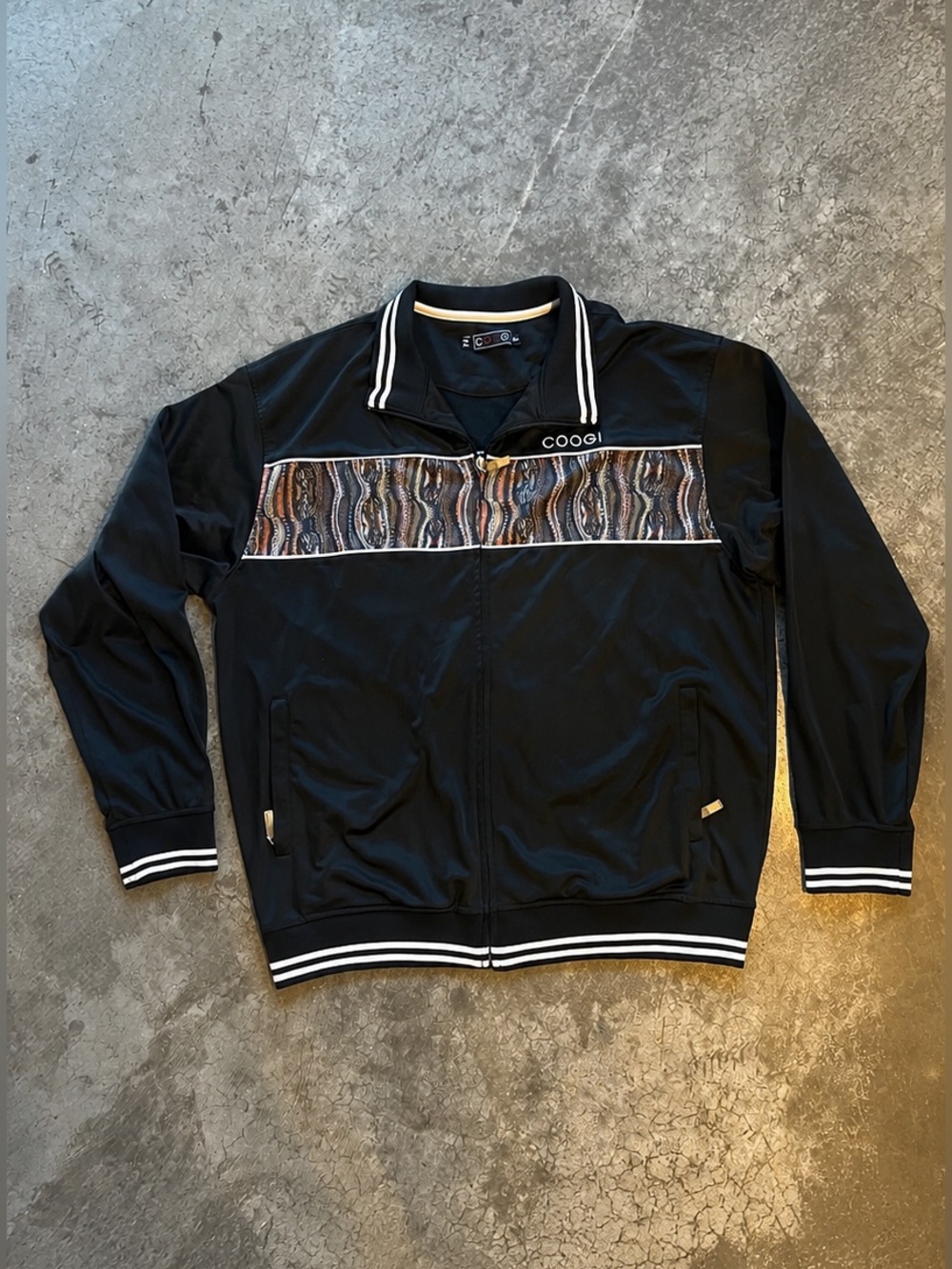 COOGI Track Jacket Mens XXL Black Full Zip Streetwear Big & Tall Retro